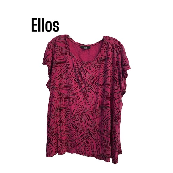 Ellos Berry Fern Print Capsleeve Plus Top 22/24 - Picture 1 of 9